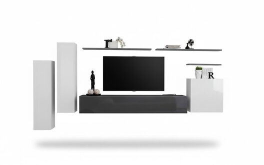 Set 7tlg Wohnzimmer TV-Ständer Wandschrank Wohnwand Holz Modern Möbel Sofort