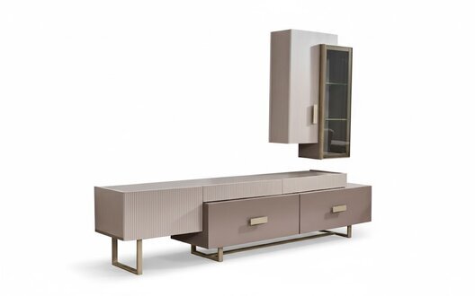 Wohnzimmer TV Ständer Wandschrank RTV Lowboard Holz Beige Tisch Gruppe Sofort