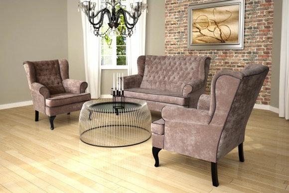 CHESTERFIELD 2+1+1 SOFAGARNITUR POLSTER SOFA DESIGNER COUCH KOMPLETT