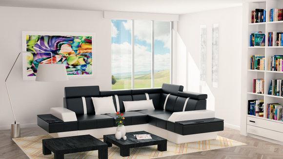 Designer Wohnlandschaft Eckcouch Neu Couch Sofa Polster Ledersofa