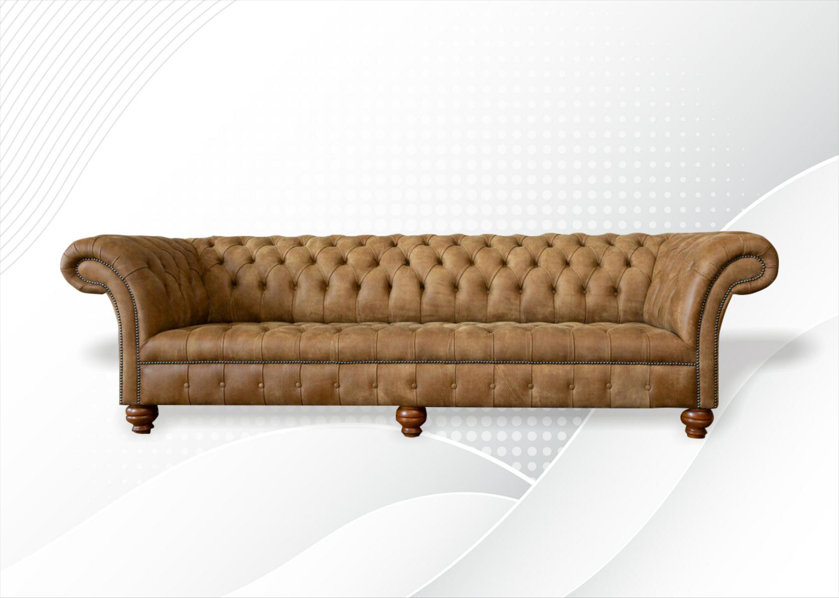 Chesterfield 4 Sitzer Hellbraun Modern Design Couchen Leder Sofa Kreative Möbel