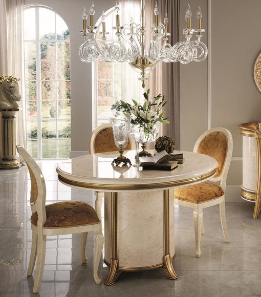arredoclassic™ Luxus Klasse Möbel Esszimmer Rund Tisch Esstisch + 4